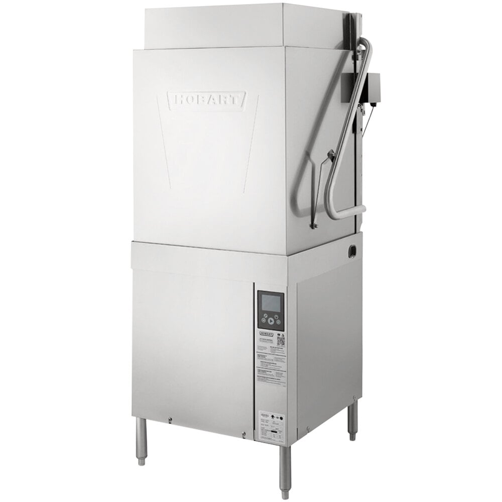 Hobart AM16VLT-BAS ventless door-type dishwasher, manufacturer product photo showing full unit with stainless steel construction and digital control panel